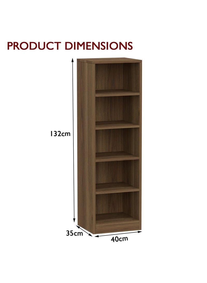 Mahmayi Mahmayi Wooden Storage Display Shelves 5-Tier Freestanding, Top Shelf for Decoration Ideal for Storing and Displaying your possessions - Zabrano - Image 2
