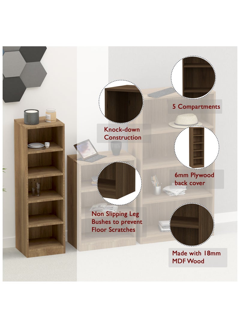Mahmayi Mahmayi Wooden Storage Display Shelves 5-Tier Freestanding, Top Shelf for Decoration Ideal for Storing and Displaying your possessions - Zabrano - Image 4