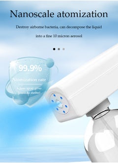 DUNISO Nano spray disinfection spray gun, hand held rechargeable blue light atomizing air disinfection machine, electric spray machine, suitable for home, office, school or garden, 300ml, white  - Image 5