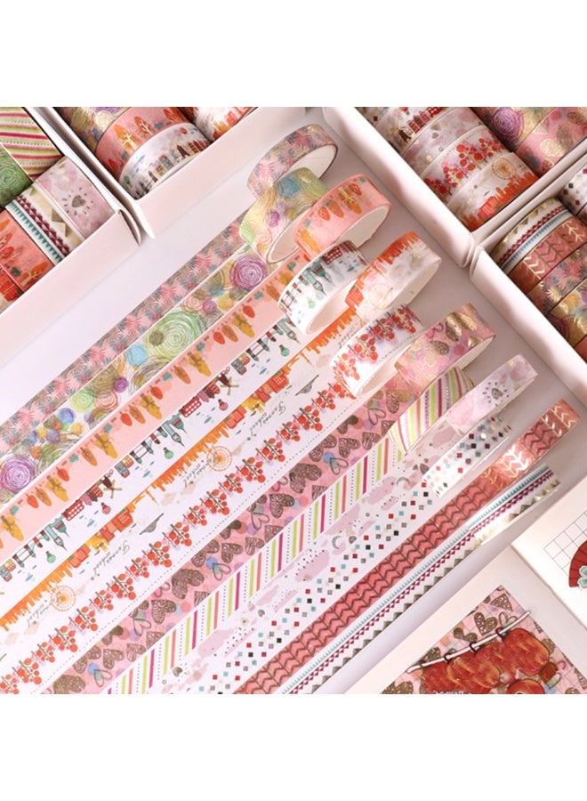 Gold Foil Washi Tape 12 Rolls, Floral Printed Cute Japanese Masking Washi Tape for Kid's DIY Craft, Journal Supplies, Scrapbook - Image 2