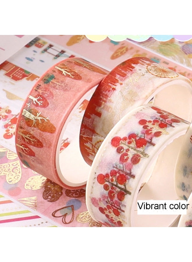 Gold Foil Washi Tape 12 Rolls, Floral Printed Cute Japanese Masking Washi Tape for Kid's DIY Craft, Journal Supplies, Scrapbook - Image 3