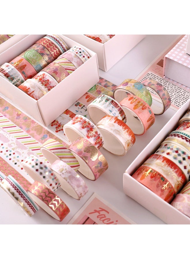 Gold Foil Washi Tape 12 Rolls, Floral Printed Cute Japanese Masking Washi Tape for Kid's DIY Craft, Journal Supplies, Scrapbook - Image 4