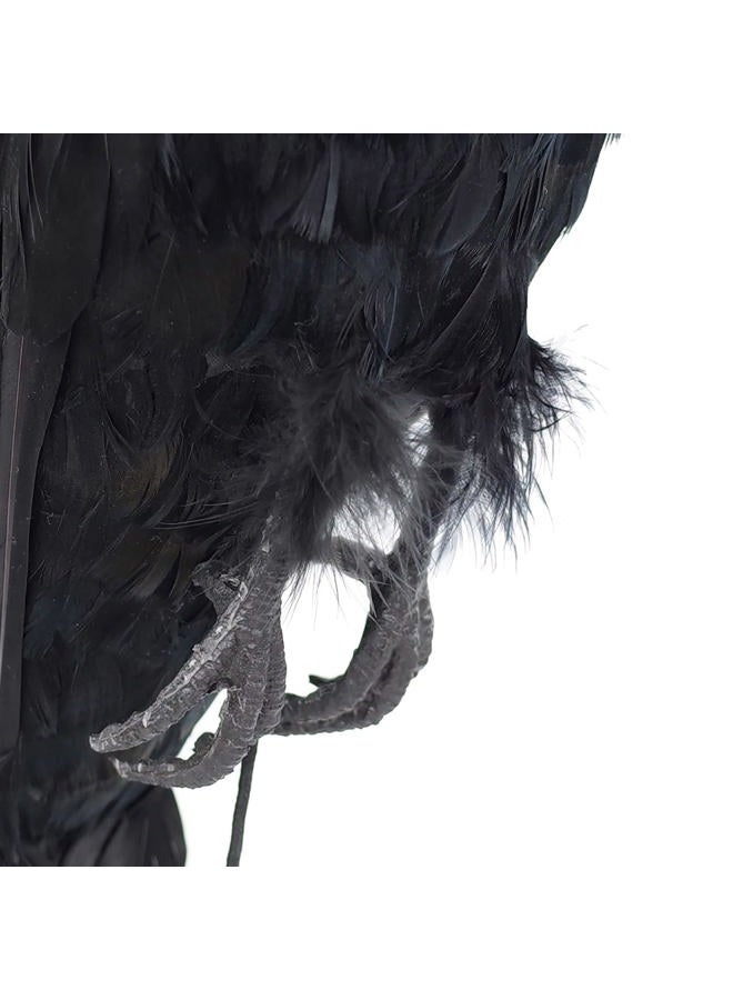 Etistta 17 inch Realistic Hanging Dead Crows Decoy Lifesize Extra Large Black Feathered Scare Deterrent Crow - Image 4