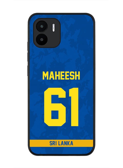 Rugged Black Edge Case for Xiaomi Redmi A1, Slim fit Soft Case Flexible Rubber Edges Thin Cover - Player Name - Maheesh Theekshana, Jersey Number- 61