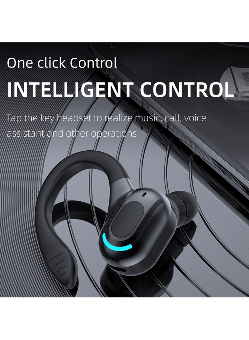 Single Bluetooth Earbud with Earhooks Sports Headphones Over the Ear Running Workout Wrap Around Earbud 20H Long Battery Life Waterproof Noise Cancelling Headset for Android iOS - Image 5