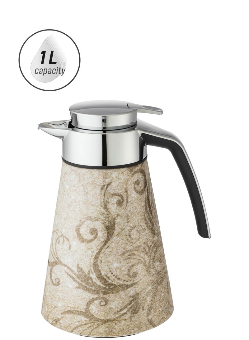 emsa German EMSA Thermos 1 liter capacity beige and silver color - Image 2