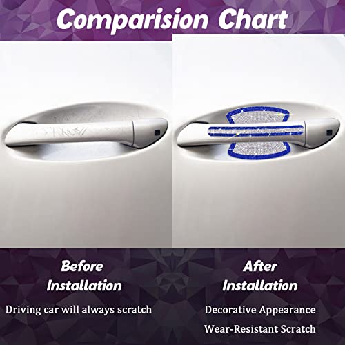 Gengki 10PCS Car Door Handle Bling Rhinestones Stickers, Gray Universal Auto Door Handle Safety Reflective Strips Blue White - Image 4
