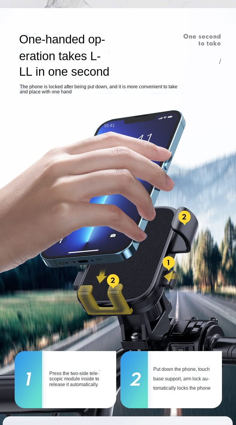 Striff Mobile Holder for Bikes, Motorcycle, Scooter, Bicycles, Jaw Grip Bike Mobile Holder, Aluminium Handlebar Cellphone Holder for Maps - Black - Image 2