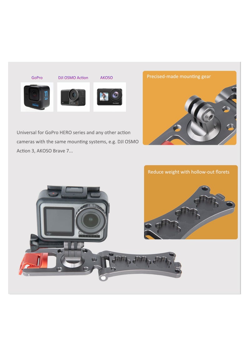 Aluminum Backpack Strap Mount, Camera Backpack Strap Clip for GoPro Hero 11/10/9/8/7, DJI OSMO Action 3 [Upgraded Version] with 3mm - 10mm Wide Range Clamp Applicable for Padded Backpack, Tool Belt