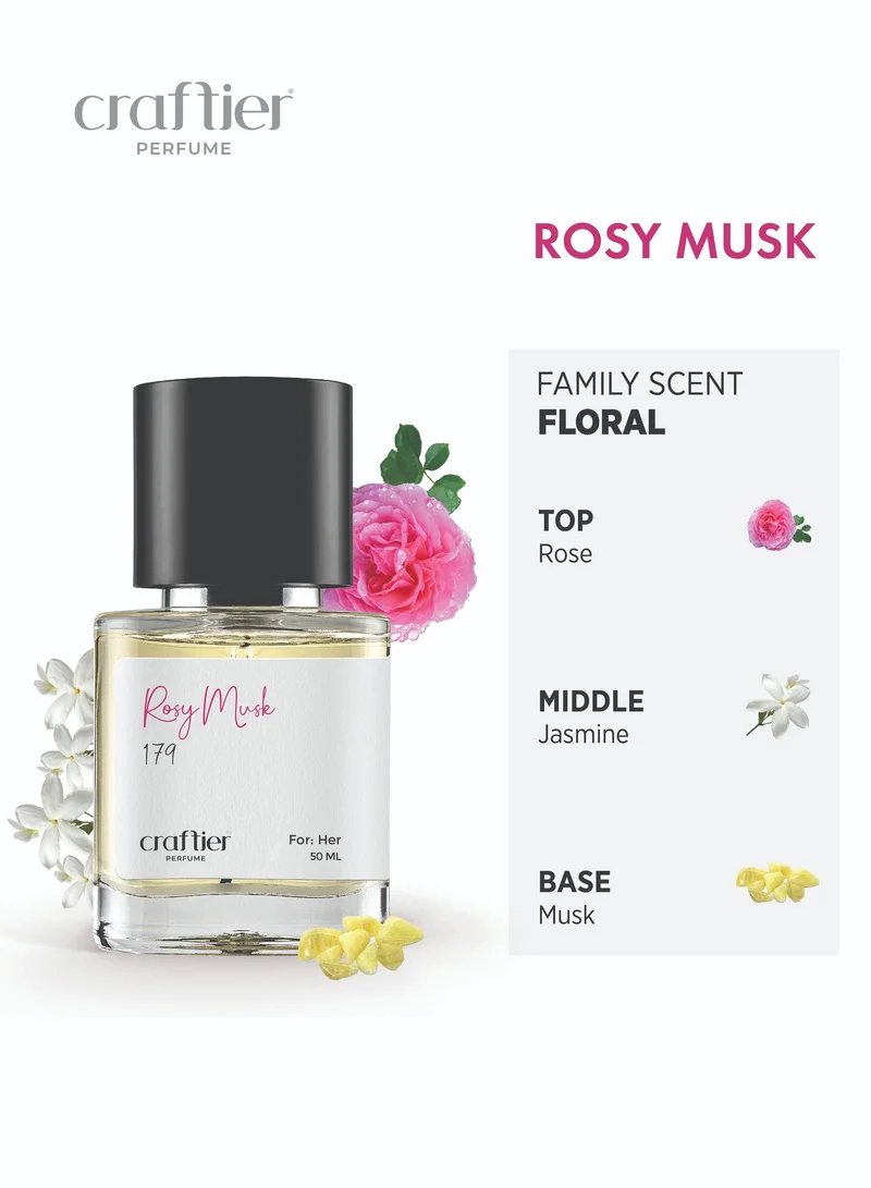 Craftier Perfume Inspired-Roses Musk ROSY MUSK - Inspired of-ROSES MUSK, Eau De Parfum for Women - 50ml, Long Lasting Floral Fragrance Upto 36 Hrs, Travel Size Women's Perfume for Women | Best Price UAE