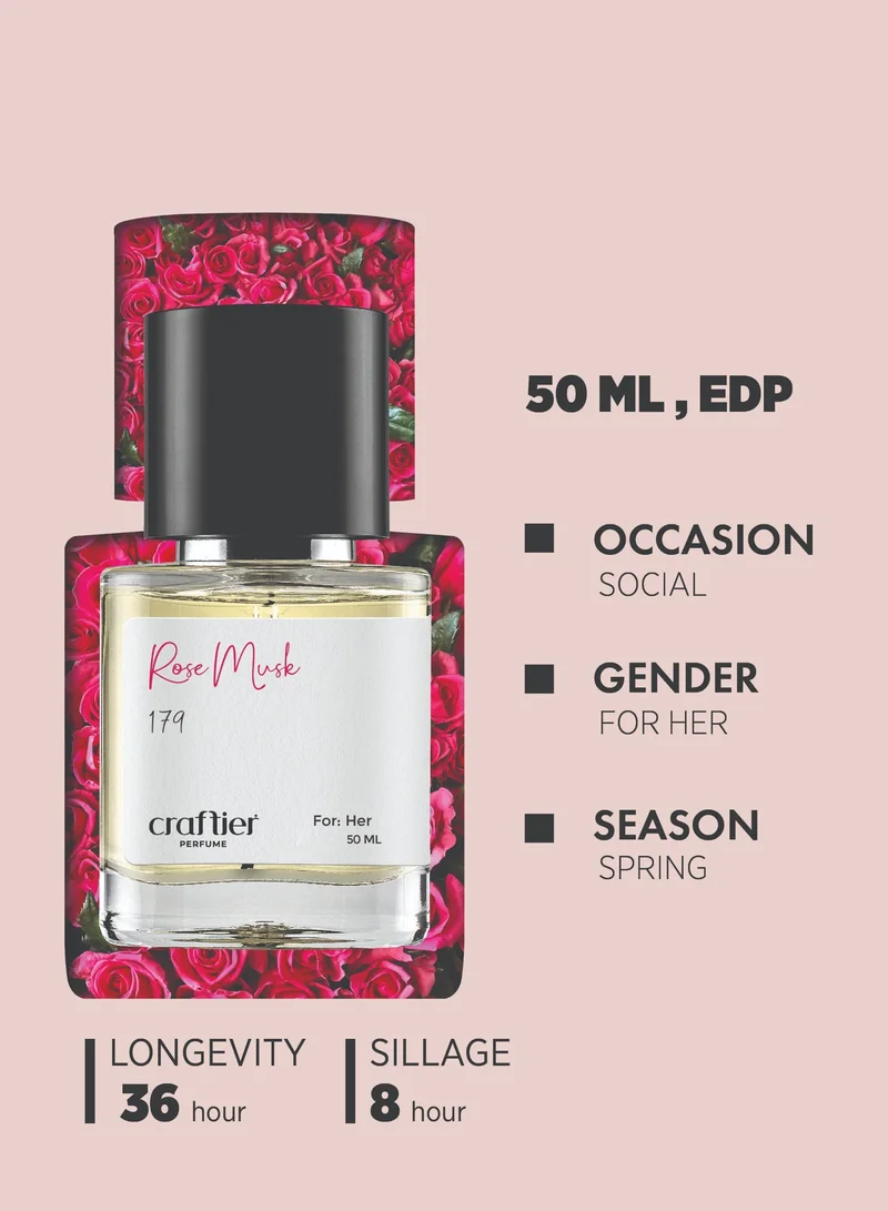 Craftier Perfume Inspired-Roses Musk ROSY MUSK - Inspired of-ROSES MUSK, Eau De Parfum for Women - 50ml, Long Lasting Floral Fragrance Upto 36 Hrs, Travel Size Women's Perfume for Women | Best Price UAE