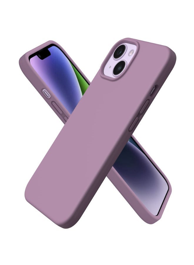 Compatible with iPhone 13/14/15 Case 6.1 Inch Slim Liquid Silicone 4 Layers Soft Gel Rubber Shockproof Protective Phone Case with Anti Scratch Microfiber Lining (Lavender) - Image 1