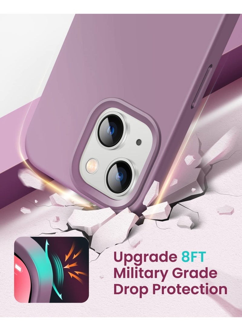 Compatible with iPhone 13/14/15 Case 6.1 Inch Slim Liquid Silicone 4 Layers Soft Gel Rubber Shockproof Protective Phone Case with Anti Scratch Microfiber Lining (Lavender) - Image 3