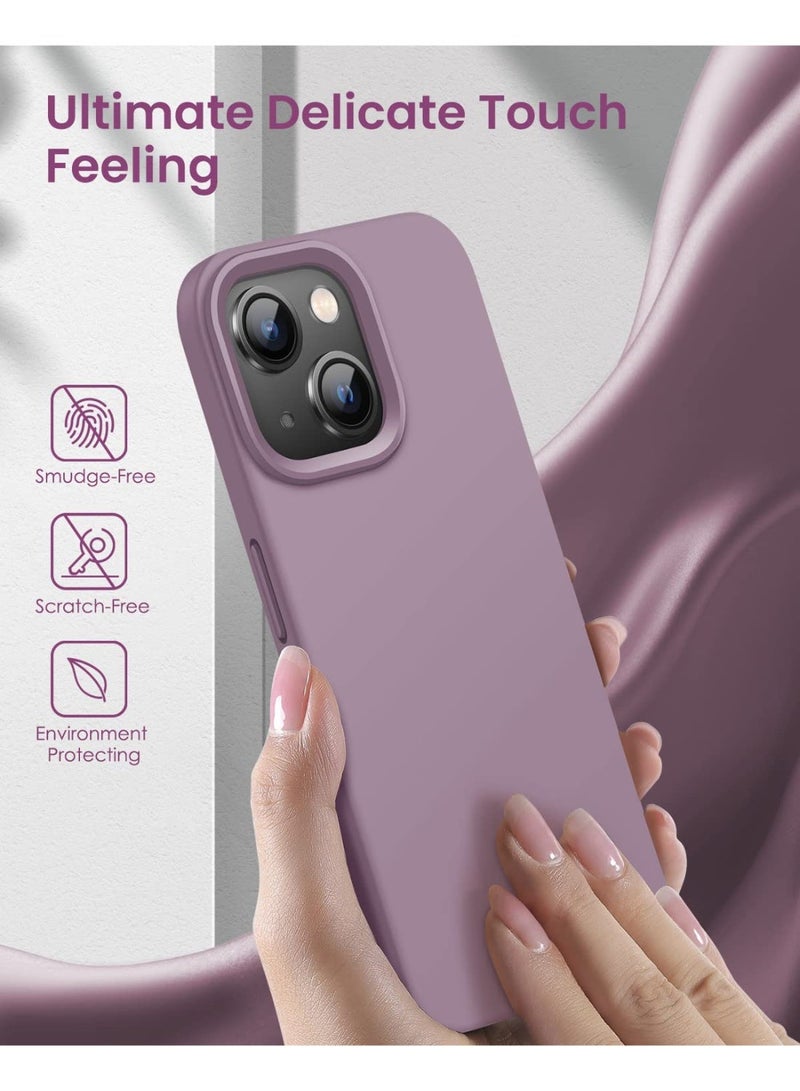 Compatible with iPhone 13/14/15 Case 6.1 Inch Slim Liquid Silicone 4 Layers Soft Gel Rubber Shockproof Protective Phone Case with Anti Scratch Microfiber Lining (Lavender) - Image 4