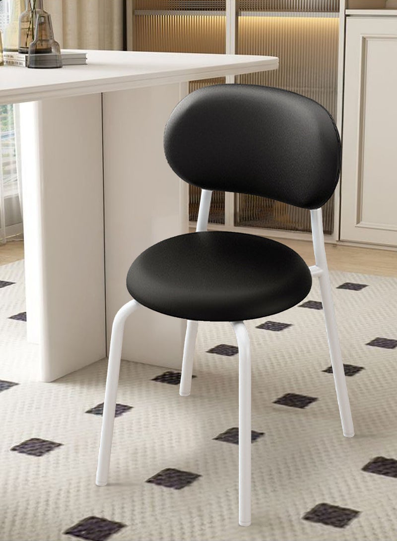 ايكي ايك كرسي الطعام الحديث 2 عبوات ، مستديرة ، إطار معدني أبيض ، مقاعد منجد ، أثاث المطبخ لهجة ، مناسبة لغرفة المعيشة ، المطبخ ، غرفة النوم ، المدخل. - Image 1