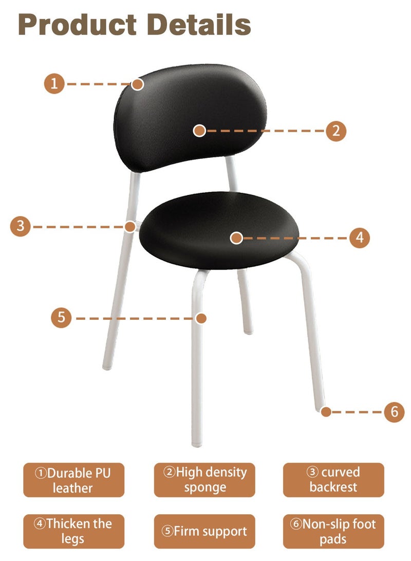 ايكي ايك كرسي الطعام الحديث 2 عبوات ، مستديرة ، إطار معدني أبيض ، مقاعد منجد ، أثاث المطبخ لهجة ، مناسبة لغرفة المعيشة ، المطبخ ، غرفة النوم ، المدخل. - Image 4