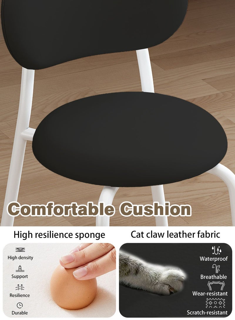 ايكي ايك كرسي الطعام الحديث 2 عبوات ، مستديرة ، إطار معدني أبيض ، مقاعد منجد ، أثاث المطبخ لهجة ، مناسبة لغرفة المعيشة ، المطبخ ، غرفة النوم ، المدخل. - Image 3