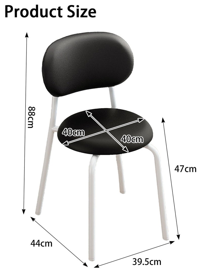 ايكي ايك كرسي الطعام الحديث 2 عبوات ، مستديرة ، إطار معدني أبيض ، مقاعد منجد ، أثاث المطبخ لهجة ، مناسبة لغرفة المعيشة ، المطبخ ، غرفة النوم ، المدخل. - Image 5
