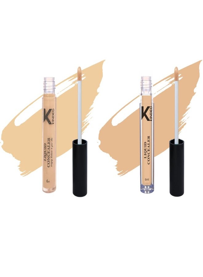 KINDED Liquid Concealer Full Coverage Colour Corrector Contour Waterproof HD Pro Master Series for Dry & Oily Skin Dark Circles & Spots (Creamy Matte, Cream Cushion & Go Natural Combo, 6 ml each) - Image 1