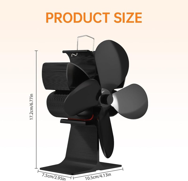Gold Heat Powered Stove Fan With Overheating Protection For Wood Log Burner - Image 3