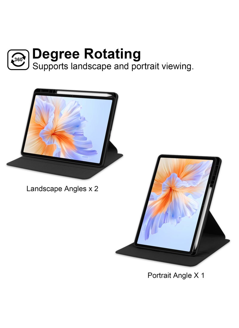Rotating Case Compatible with Honor Pad V9 / Honor Pad GT 11.5 inch,360 Degree Rotating Stand Cover, Multi-Angle Viewing Folio Cover with Pencil Holder Black