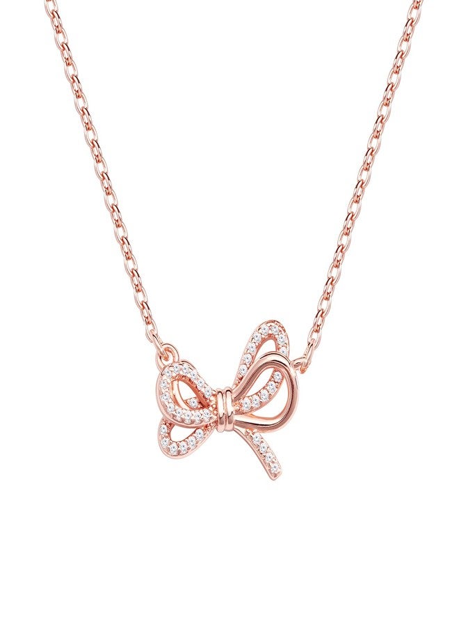 Poxtex قلادة بوكستكس من الذهب الوردي للنساء، قلادات رقيقة على شكل فيونكة، قلادات صغيرة لطيفة على شكل فيونكة، قلادة شوكر عصرية بقلادة ذهبية على شكل فيونكة، مجوهرات ذهبية مقاومة للصدأ، هدية مثالية للارتداء اليومي - Image 1