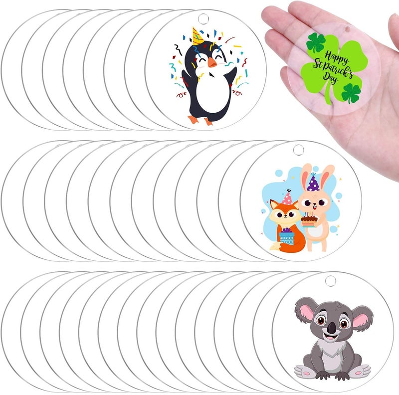 TPGP Audab 30 Pcs Acrylic Keychain Blanks - 2.5 Inch Round Clear Discs for DIY Projects - Image 1
