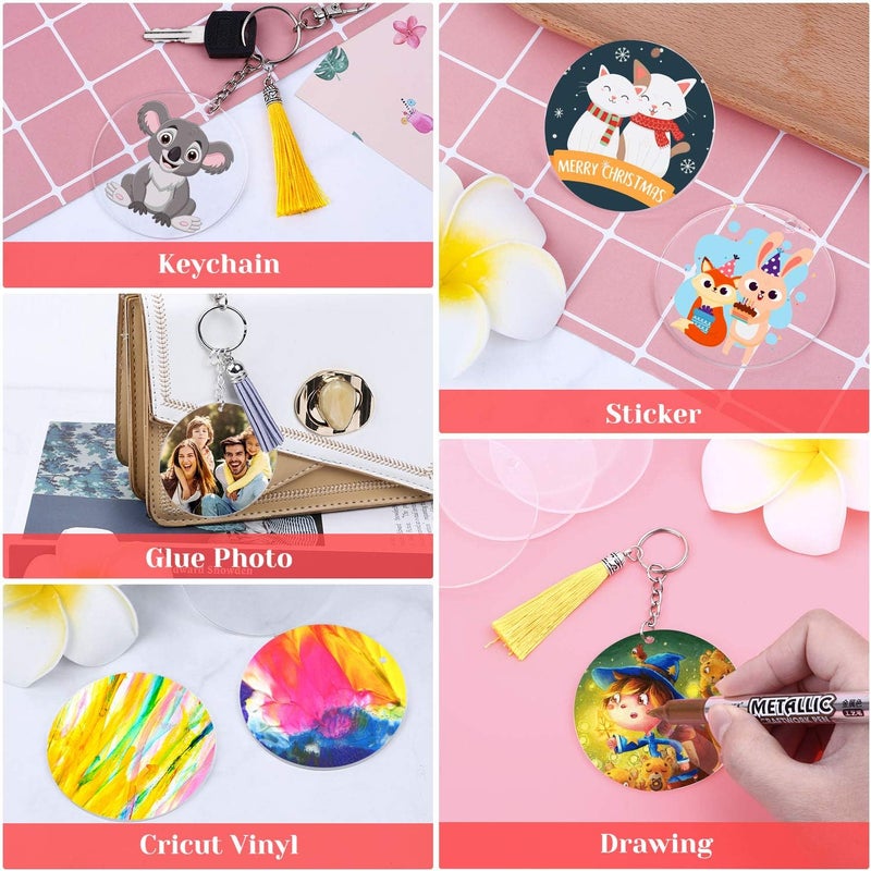TPGP Audab 30 Pcs Acrylic Keychain Blanks - 2.5 Inch Round Clear Discs for DIY Projects - Image 5