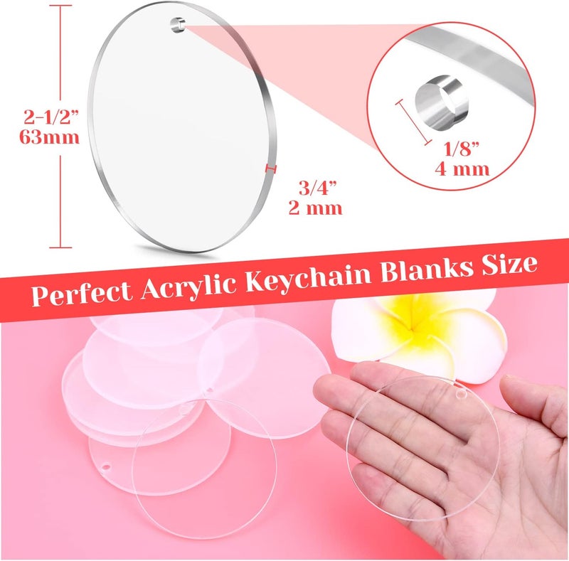 TPGP Audab 30 Pcs Acrylic Keychain Blanks - 2.5 Inch Round Clear Discs for DIY Projects - Image 4