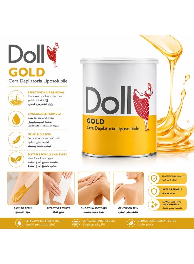 دول شمع إزالة الشعر الدهني Doll Gold، احترافي لإزالة الشعر، 800 مل - Image 2