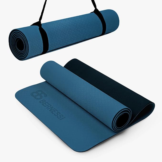 Bernessi 8MM YOGA MAT WITH CARRYING STRAP ANTI-SLIP FOR HOME WORKOUT EXERCISES MEDITATION ECO FRIENDLY, NON SKID TPE YOGA MATTRES FOR PILATES 183X61X0.8CM THICK - Image 2