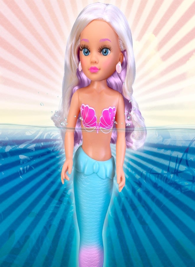 Nancy Magic Colour Mermaid 100% Mermaid Doll, Tail and Bikini Change Color with Water, Blonde Mane with Purple Wicks and Shell Earrings, Ages 3, Famous (NAC86000) - Image 2