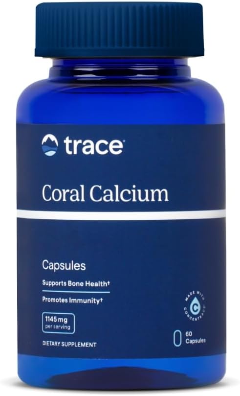 Trace Minerals Coral Calcium  Dietary Supplement for Immune Health Support  Supplement with Calcium to Aid Healthy Bones  Health Support with Vitamins C  D  60 Vegetarian Caps 30 Servings - Image 1