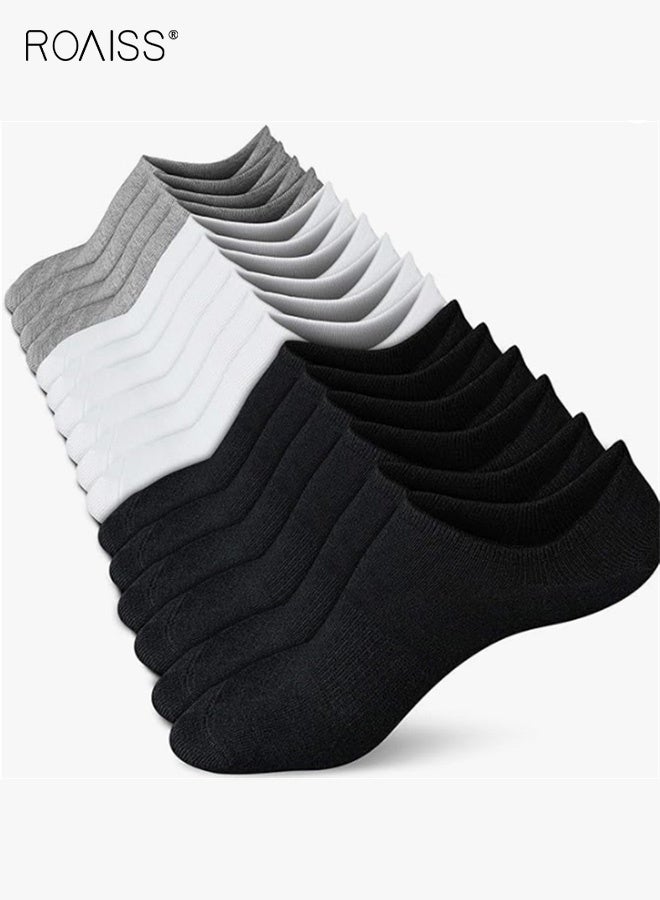 roaiss 8 Pairs Unisex Boat Socks, Men's Invisible Socks with Anti-Slip Invisible Lining, Low-Cut Breathable Summer Socks, Women's Anti-Slip Heel Grip Lightweight - Image 1