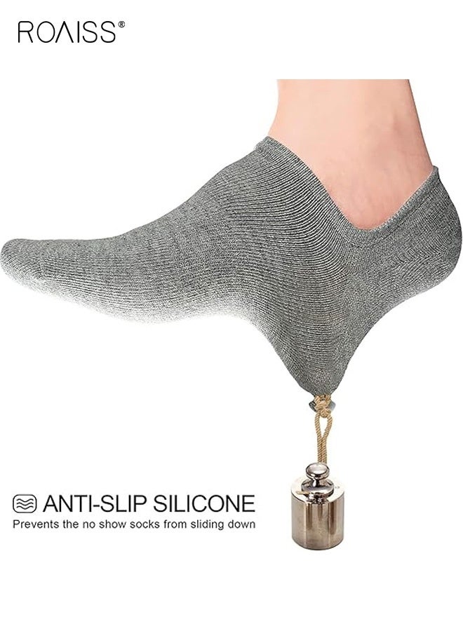 roaiss 8 Pairs Unisex Boat Socks, Men's Invisible Socks with Anti-Slip Invisible Lining, Low-Cut Breathable Summer Socks, Women's Anti-Slip Heel Grip Lightweight - Image 3