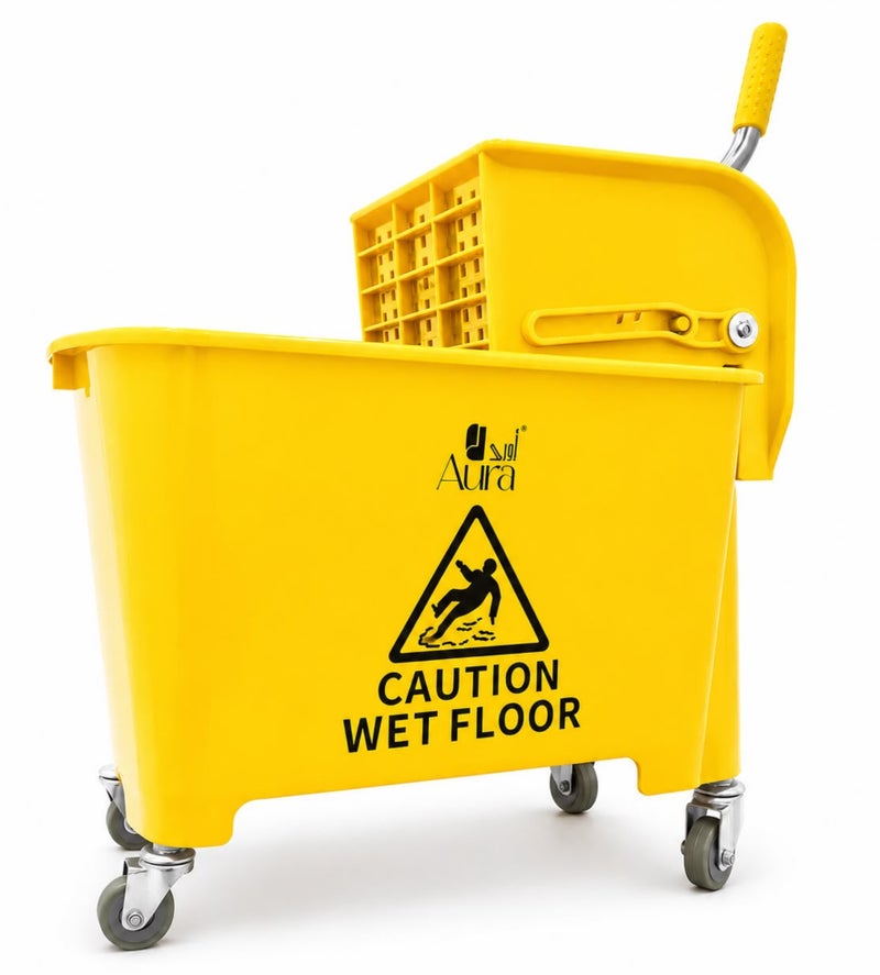 AURA Mop Bucket with Wringer 20L | Heavy Duty Cleaning Trolley with 360° Swivel Wheels | Leak-Proof Mop Bucket for Hotels, Offices, Restaurants & Home Use - Image 1