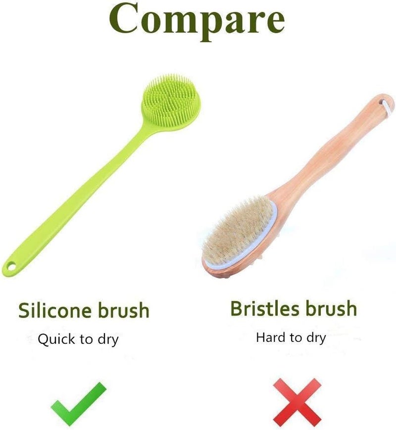 CINLITEK Silicone Body Scrubber Long Handle Back Scrubber Silicone Body Brush Shower Exfoliator - Image 5