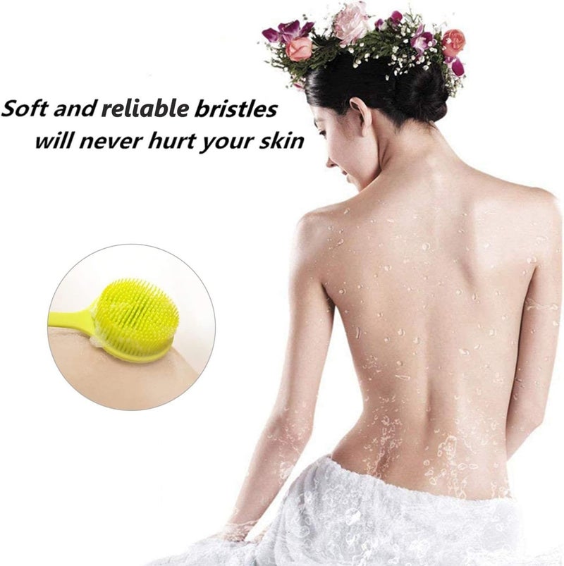 CINLITEK Silicone Body Scrubber Long Handle Back Scrubber Silicone Body Brush Shower Exfoliator - Image 4