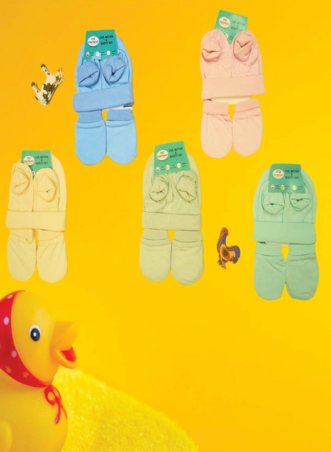 aRIC Clothing set for Baby Boy & Girl |1 Pair Mitten |1 Pair Bootie |1 Cap New Born baby Cloth (Pack of 3 Item) (Lemon) - Image 4
