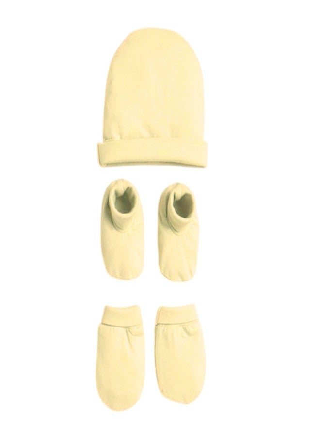 aRIC Clothing set for Baby Boy & Girl |1 Pair Mitten |1 Pair Bootie |1 Cap New Born baby Cloth (Pack of 3 Item) (Lemon) - Image 1
