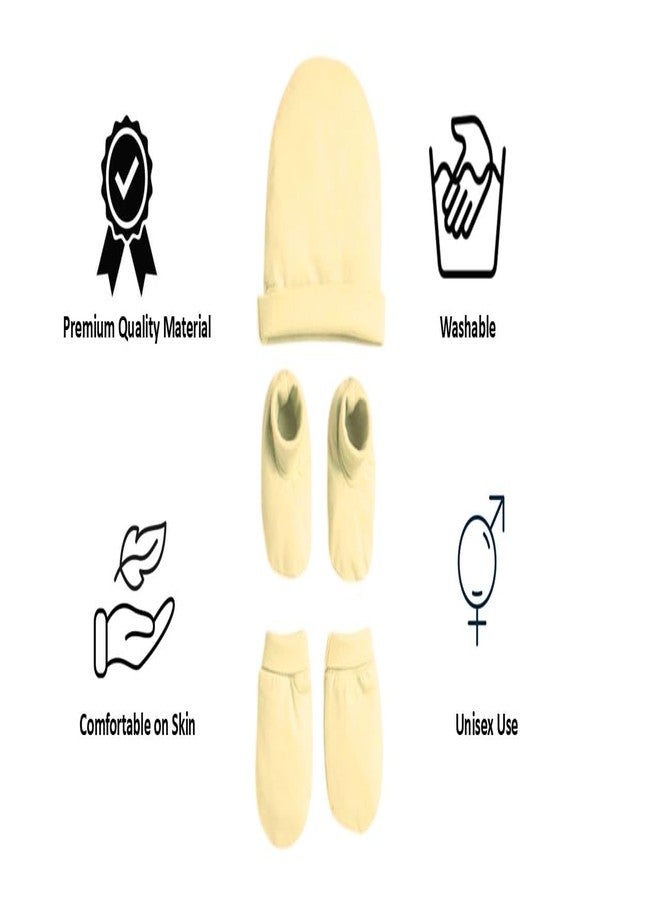 aRIC Clothing set for Baby Boy & Girl |1 Pair Mitten |1 Pair Bootie |1 Cap New Born baby Cloth (Pack of 3 Item) (Lemon) - Image 3