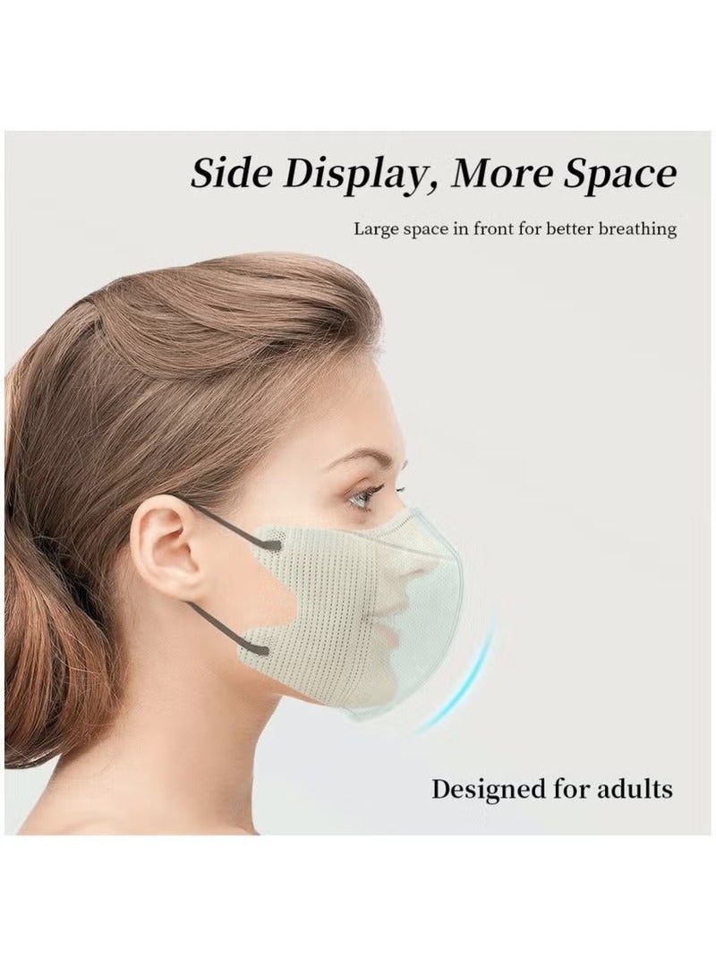 20 قطعة 3D قناع الوجه القابل للتصرف للجنسين قناع الوجه المرشح 3 طبقات للبالغين مع حلقة الأذن المرنة - أسود - Image 5