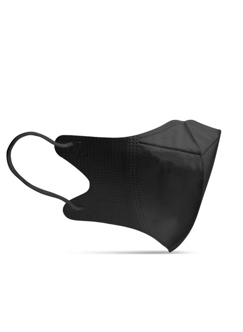 20 قطعة 3D قناع الوجه القابل للتصرف للجنسين قناع الوجه المرشح 3 طبقات للبالغين مع حلقة الأذن المرنة - أسود - Image 3