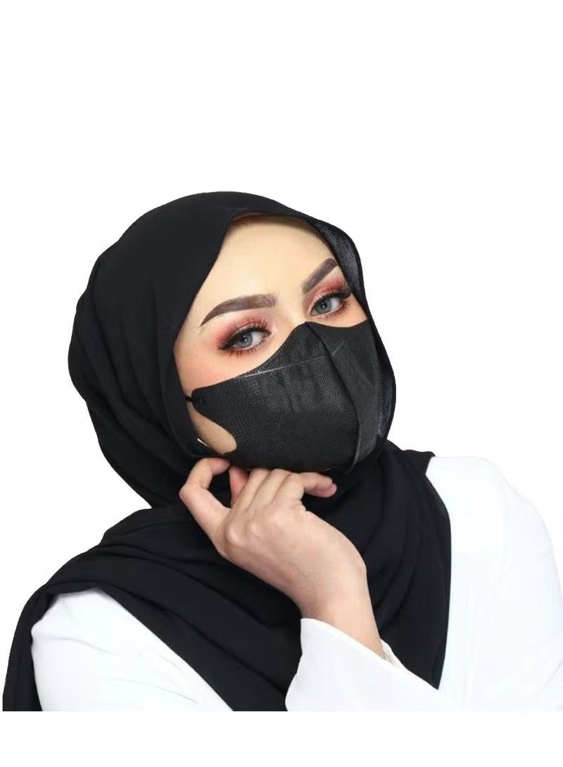 20 قطعة 3D قناع الوجه القابل للتصرف للجنسين قناع الوجه المرشح 3 طبقات للبالغين مع حلقة الأذن المرنة - أسود - Image 2