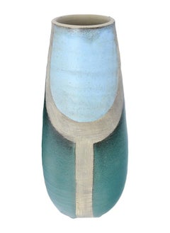 Large Terracotta Handpainted Design Vase Blue