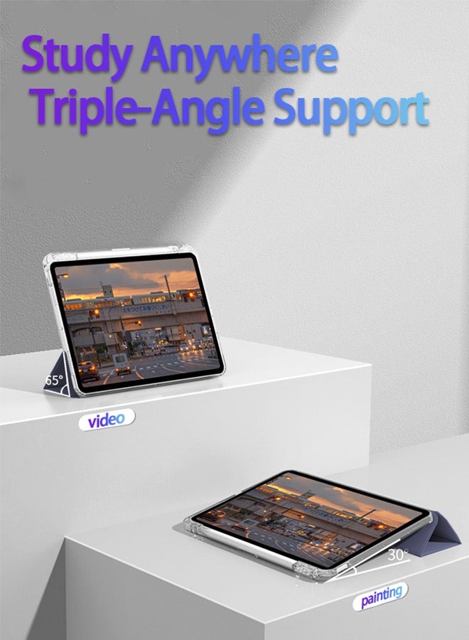 iPad 11th Generation Case (A16 2025) And iPad 10th Generation 10.9 Inch Case, Slim Smart Cover With Pen Slot, iPad A16 Case Tpu Transparent Tri-Fold Stand Smart Wake-Up/ AED 23 Gift Set Anti-Glare Protective Film- Purple - Image 4