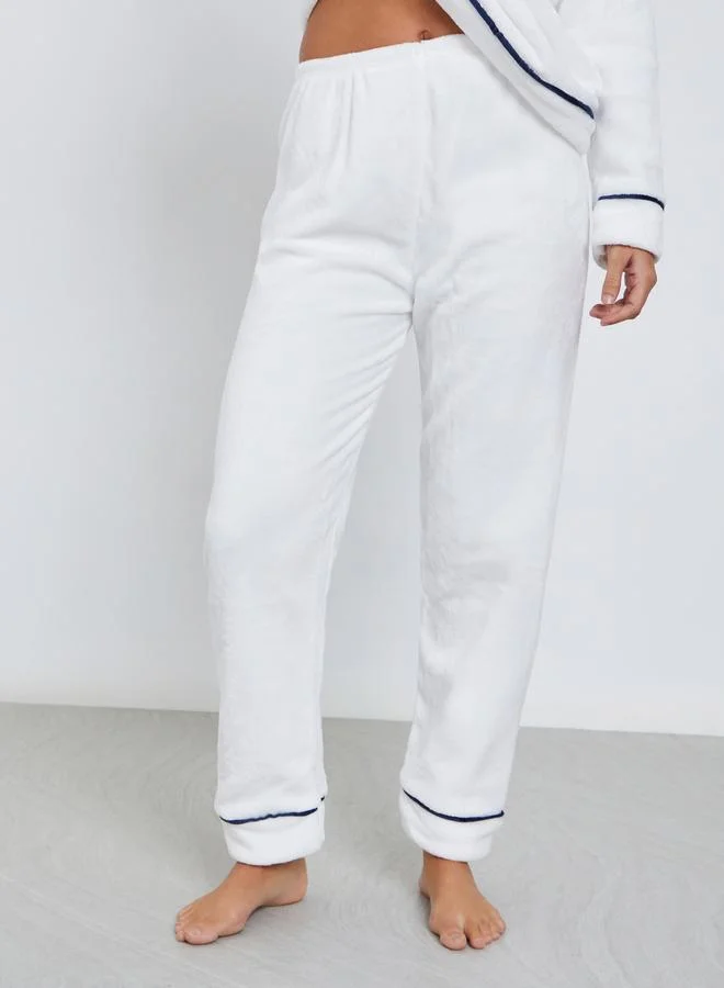 Styli Fleece Contrast Piped Top, Headband and Pyjama Set
