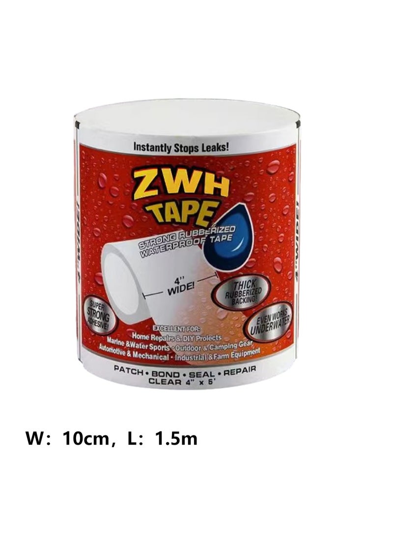 Generic - Strong Waterproof Repair Sealing Tape, Leak Repair Tape, Heavy-Duty Sealing Tape, Suitable For Home Rv Roof Pipes And Boat Pool Repairs, Underwater, Indoor And Outdoor, 10 Cm Wide * 1.5 M Long (Transparent) - Image 1