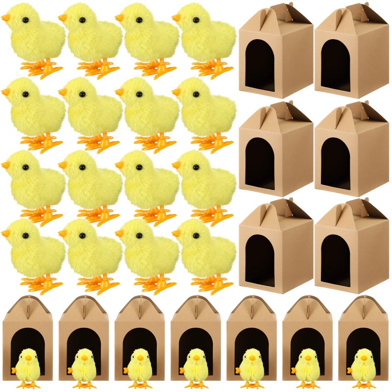 LaRandom 20 Set Adopt a Pet Party Favors Includes Easter Mini Stuffed Animals Kraft Paper Box for Adopt a Pet Theme Birthday Party (Chick,Yellow) - Image 1