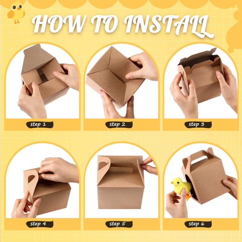 LaRandom 20 Set Adopt a Pet Party Favors Includes Easter Mini Stuffed Animals Kraft Paper Box for Adopt a Pet Theme Birthday Party (Chick,Yellow) - Image 3